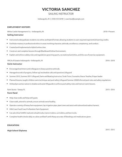 Sailing Instructor Resume