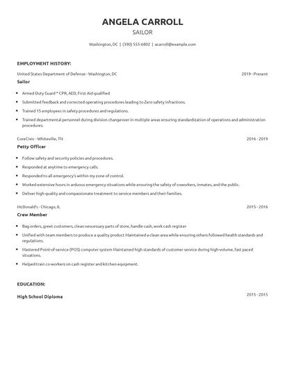 Sailor Resume