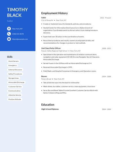 Sailor Resume