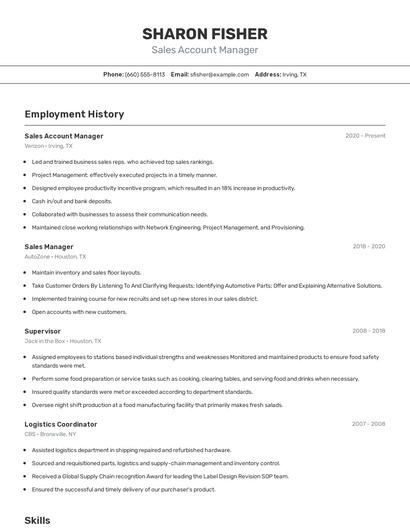 Sales Account Manager Resume