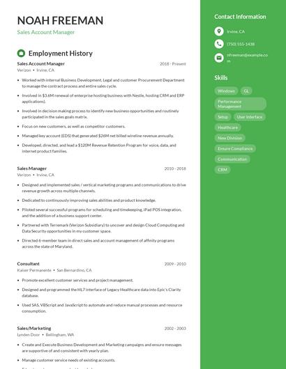 Sales Account Manager Resume