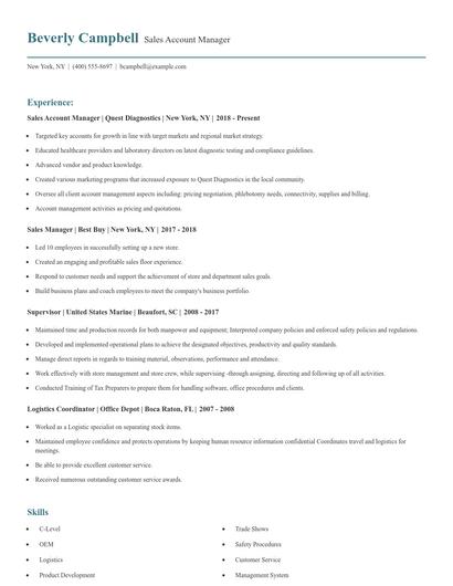 Sales Account Manager Resume