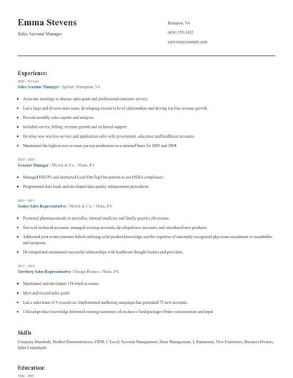 Sales Account Manager Resume