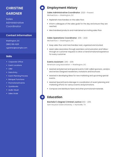 Sales Administrative Coordinator Resume