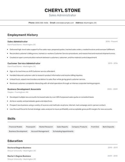 Resume example 2
