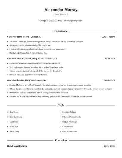 Resume example 1