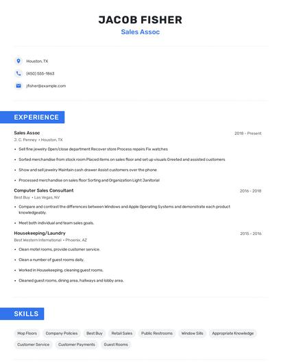 Sales Assoc Resume