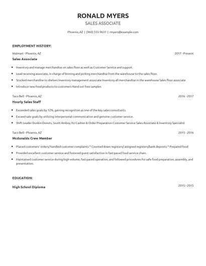 Sales Associate Resume