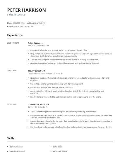 Sales Associate Resume