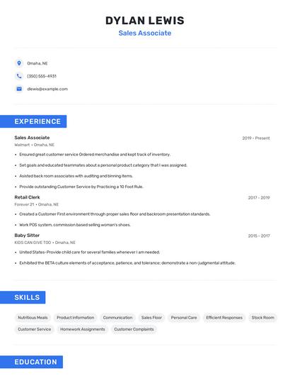 Sales Associate Resume