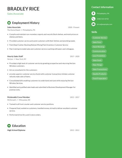 Sales Associate Resume