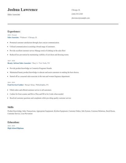 Sales Associate Resume