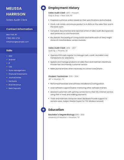 Sales Audit Clerk Resume