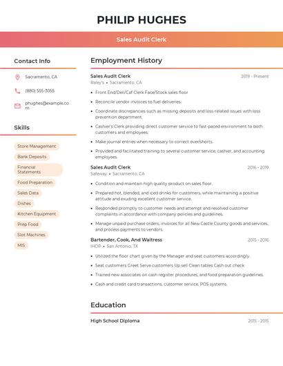 Sales Audit Clerk Resume