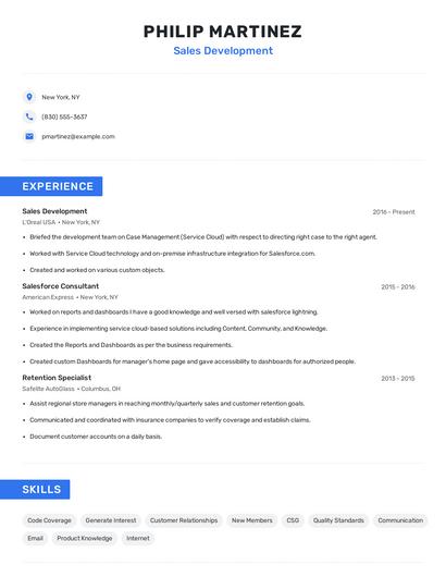 Sales Development Resume