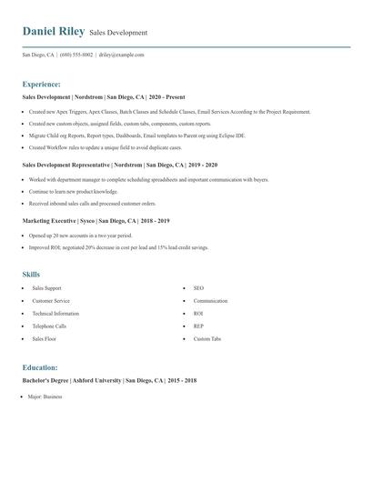Sales Development Resume