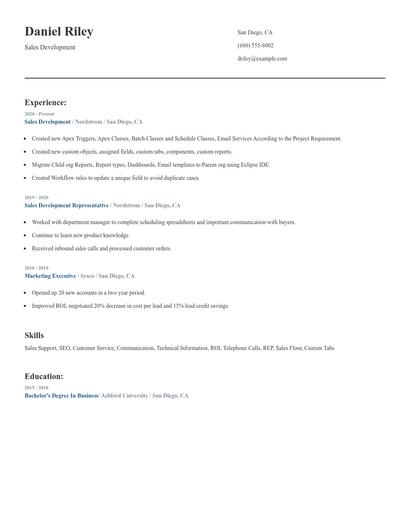 Sales Development Resume