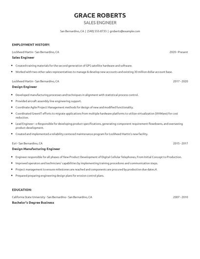 Sales Engineer Resume