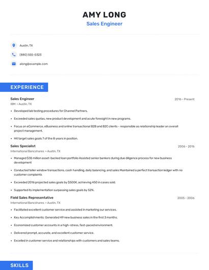 Sales Engineer Resume