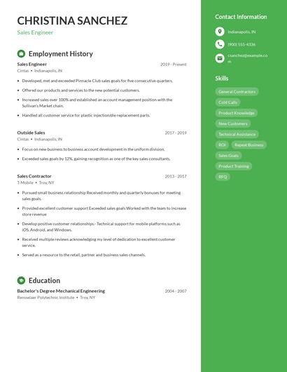 Sales Engineer Resume