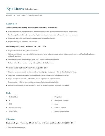 Sales Engineer Resume