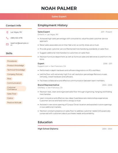 Sales Expert Resume