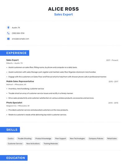Sales Expert Resume