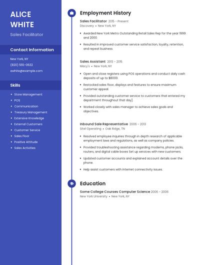 Sales Facilitator Resume