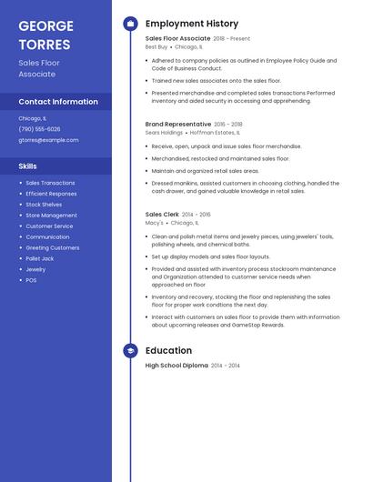 Sales Floor Associate Resume