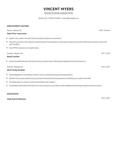 Sales Floor Associate Resume
