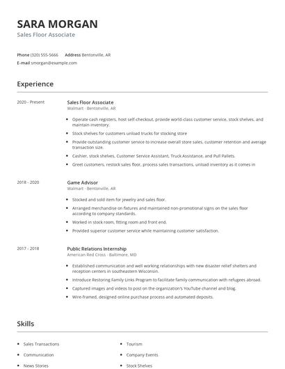 Sales Floor Associate Resume