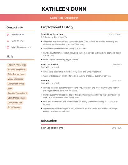 Sales Floor Associate Resume