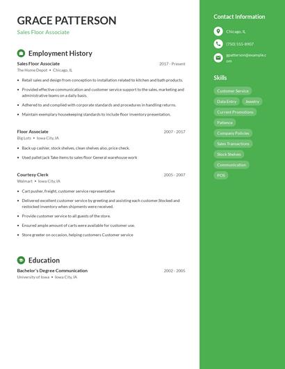 Sales Floor Associate Resume