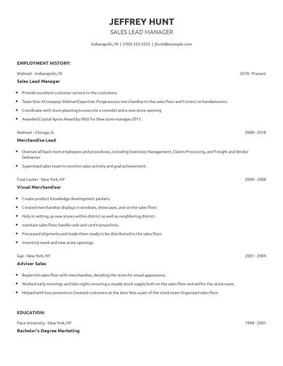 Sales Lead Manager Resume