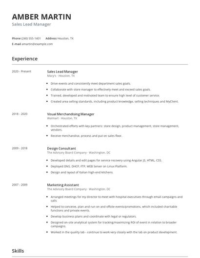 Sales Lead Manager Resume