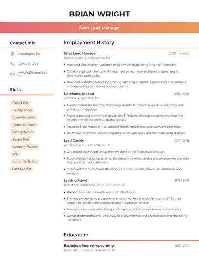 Sales Lead Manager Resume