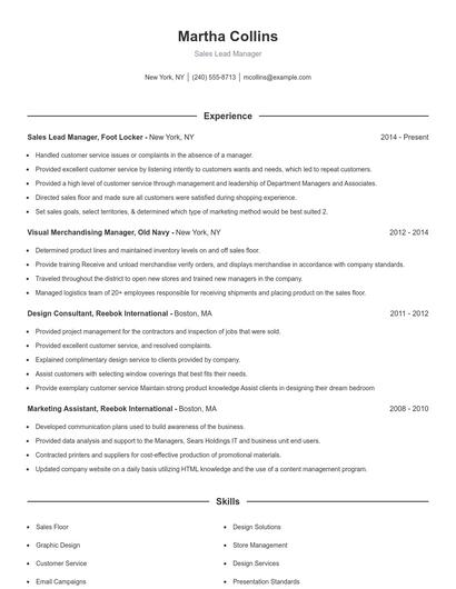 Sales Lead Manager Resume