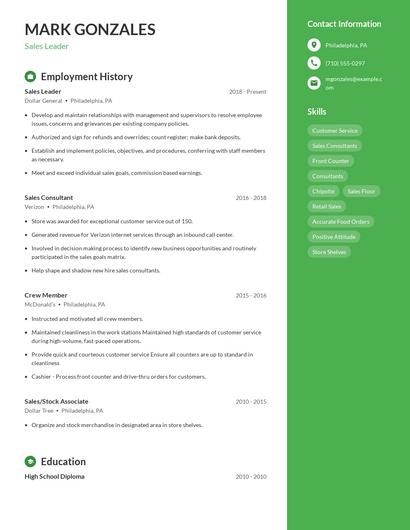Resume example 5