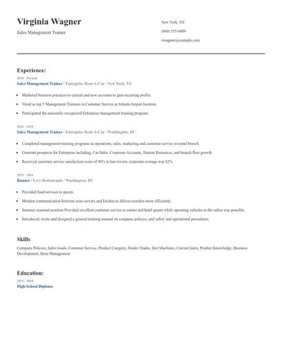 Sales Management Trainee Resume