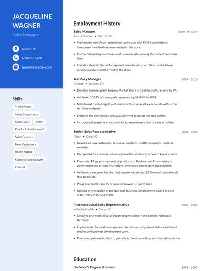 Sales Manager Resume