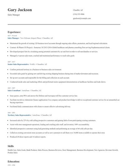 Sales Manager Resume