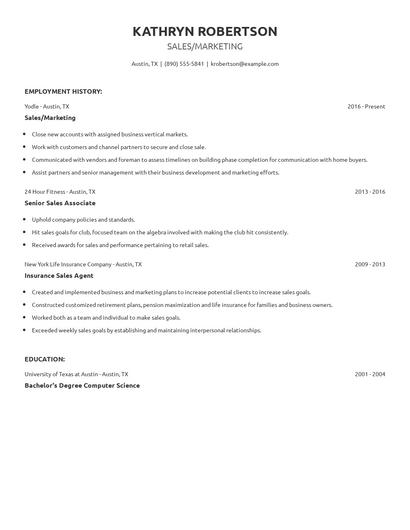 Sales/Marketing Resume