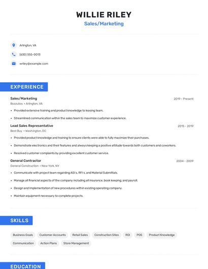 Sales/Marketing Resume