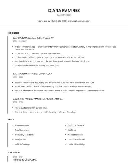 Sales Person Resume