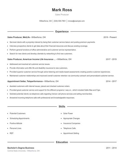 Resume example 1