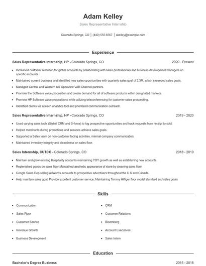 Resume example 1