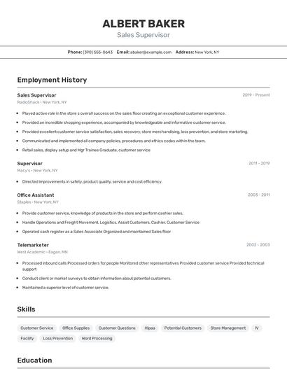 Resume example 2