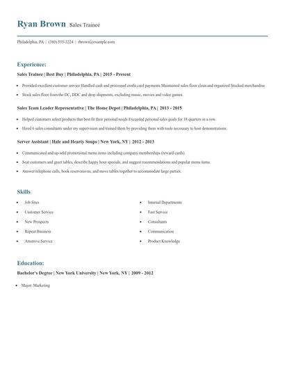 Sales Trainee Resume