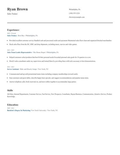 Sales Trainee Resume