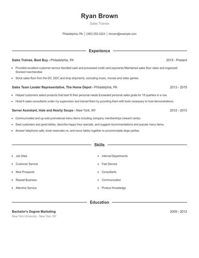 Sales Trainee Resume